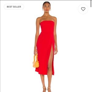 Amanda Uprichard Mandy Midi Dress in Lipstick Size S Revolve